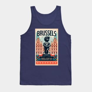 A Vintage Travel Art of Brussels - Belgium Tank Top